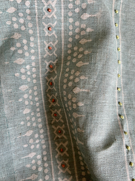 Bela Stripe Teal Embroidered (Sample)