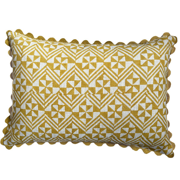 Yashi Gold With Ric Rac Ribbon Cushion Cover