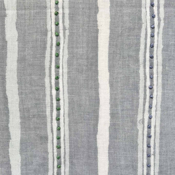 Dabu Stripe Ash Grey Embroidered (Sample)