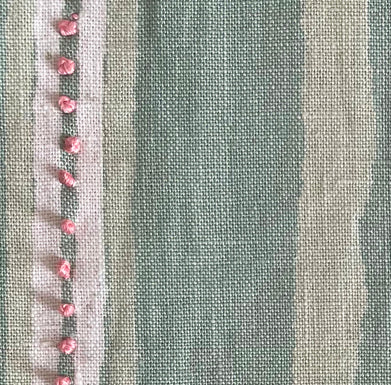 Dabu Stripe Moss Green Embroidered (Sample)